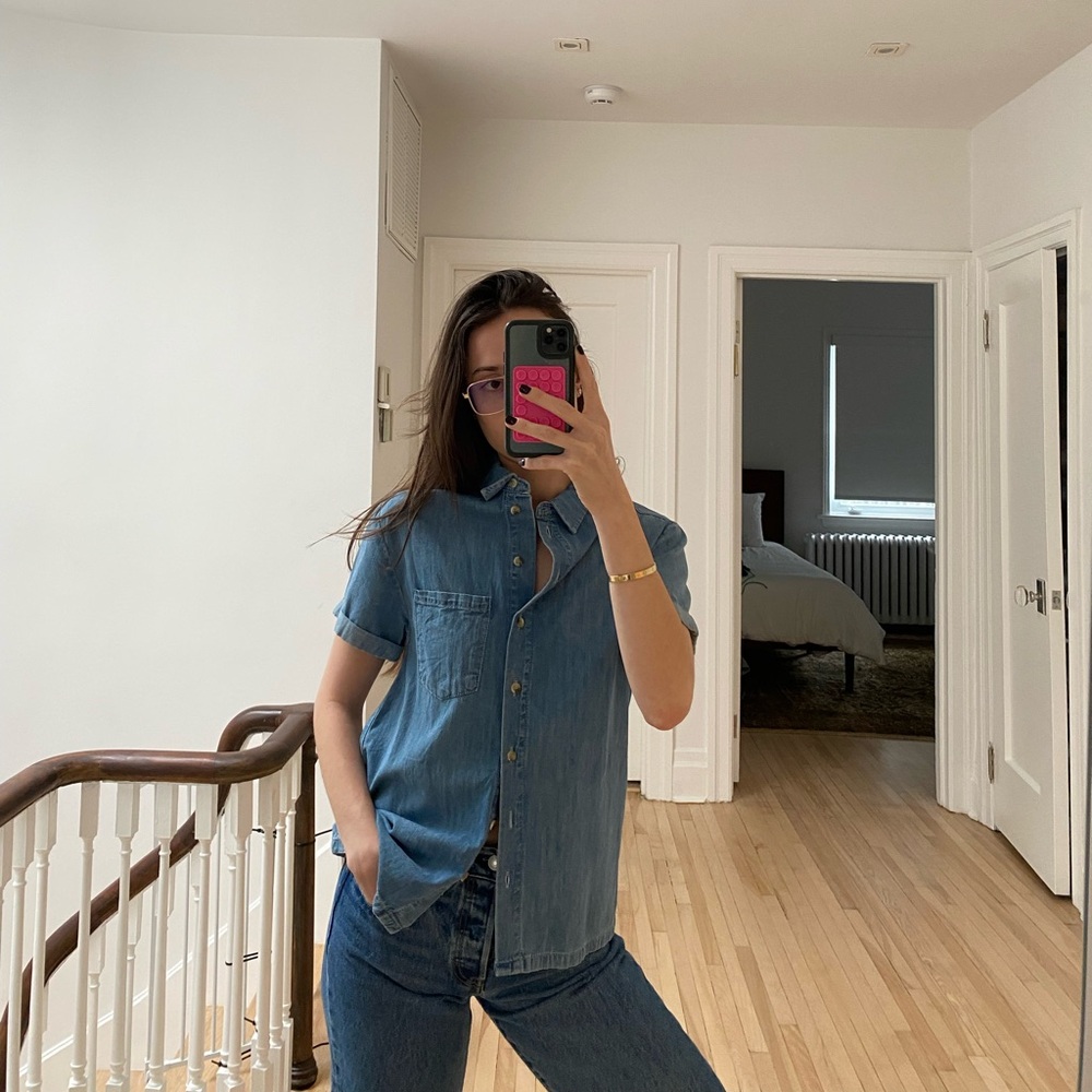 Light Blue Jean Blouse Denim Shirt